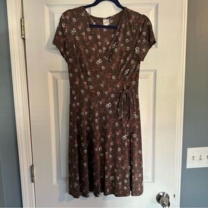 Kaileigh Floral Brown Wrap Dress